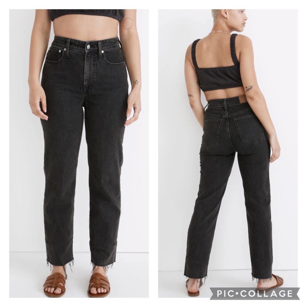 Madewell Straight Leg Jeans in Washed Black